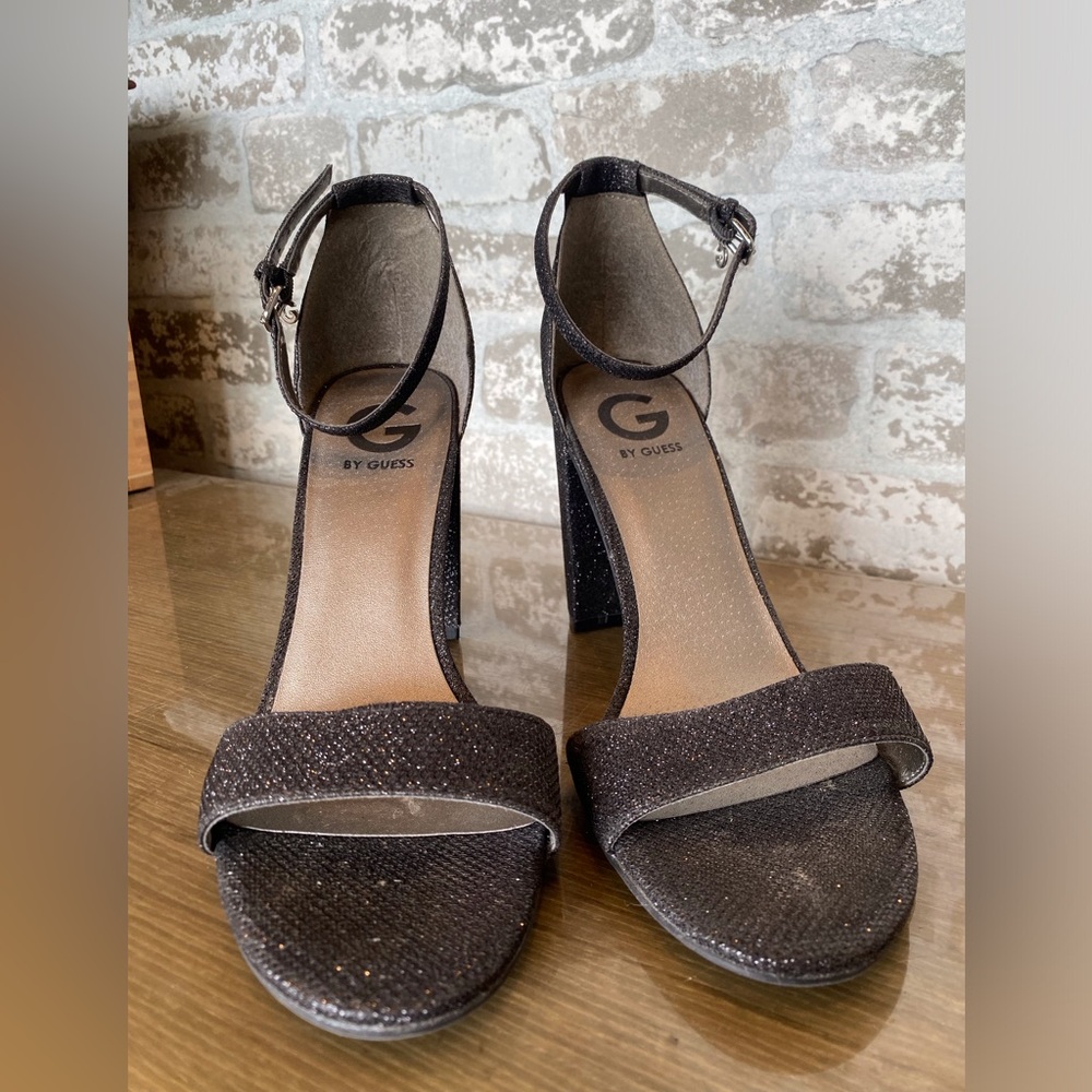 Like New G By Guess Black Sparkly Block Heels - image 7